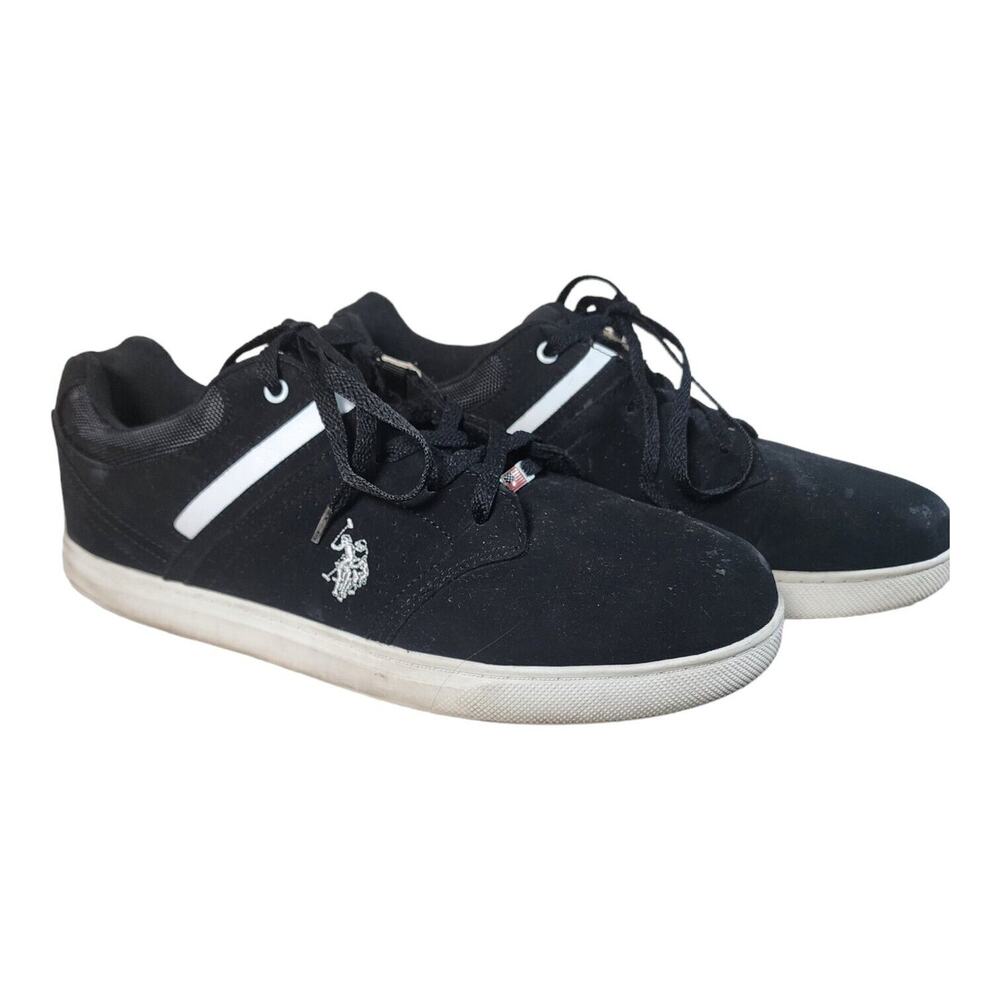 U.S. Polo Assn Black & White Men's Sneakers #21767006A Faux Suede Logo Clean